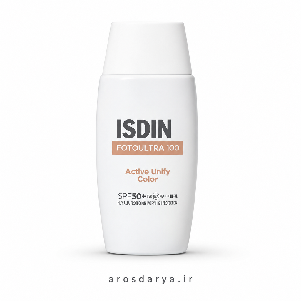 ضد آفتاب ضد لک ایزدین مدل اکتیو یونیفای رنگی با +SPF50 حجم 50 میل